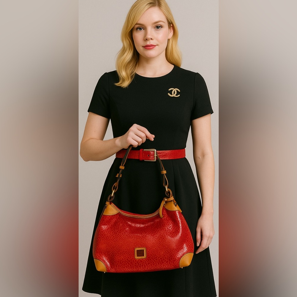 Dooney & Bourke Red and Tan Shoulder Bag